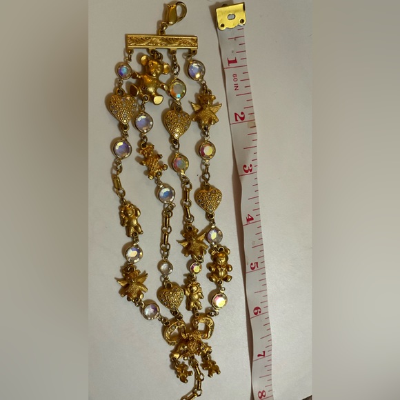 Kirk’s Folly: 4 strands teddy bear with wings,hearts with rhinestones bracelet - Picture 5 of 5